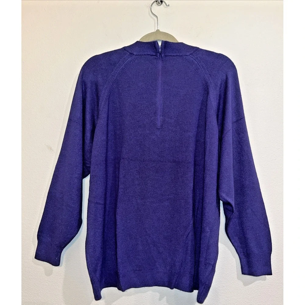 Vintage Designers Originals Purple Back Zip Sweater Luxelon Sz 2X Pullover B21